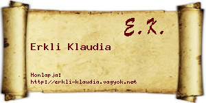 Erkli Klaudia névjegykártya